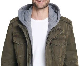 Levi’s Men’s Washed Cotton Hooded Military Jacket